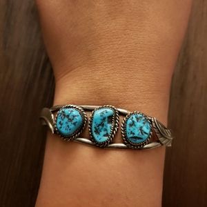 Vintage Sterling Silver Turquoise Cuff Bracelet
